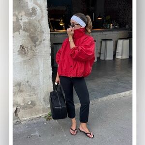 Lux vintage | Maven Red High-Neck Sport Windbreaker Jacket